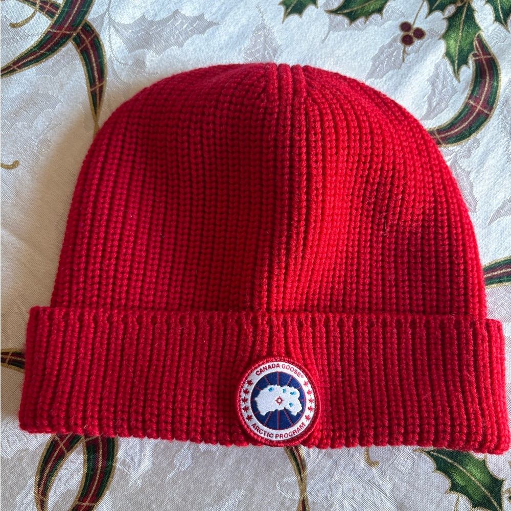 Canada Goose Red Knit Beanie